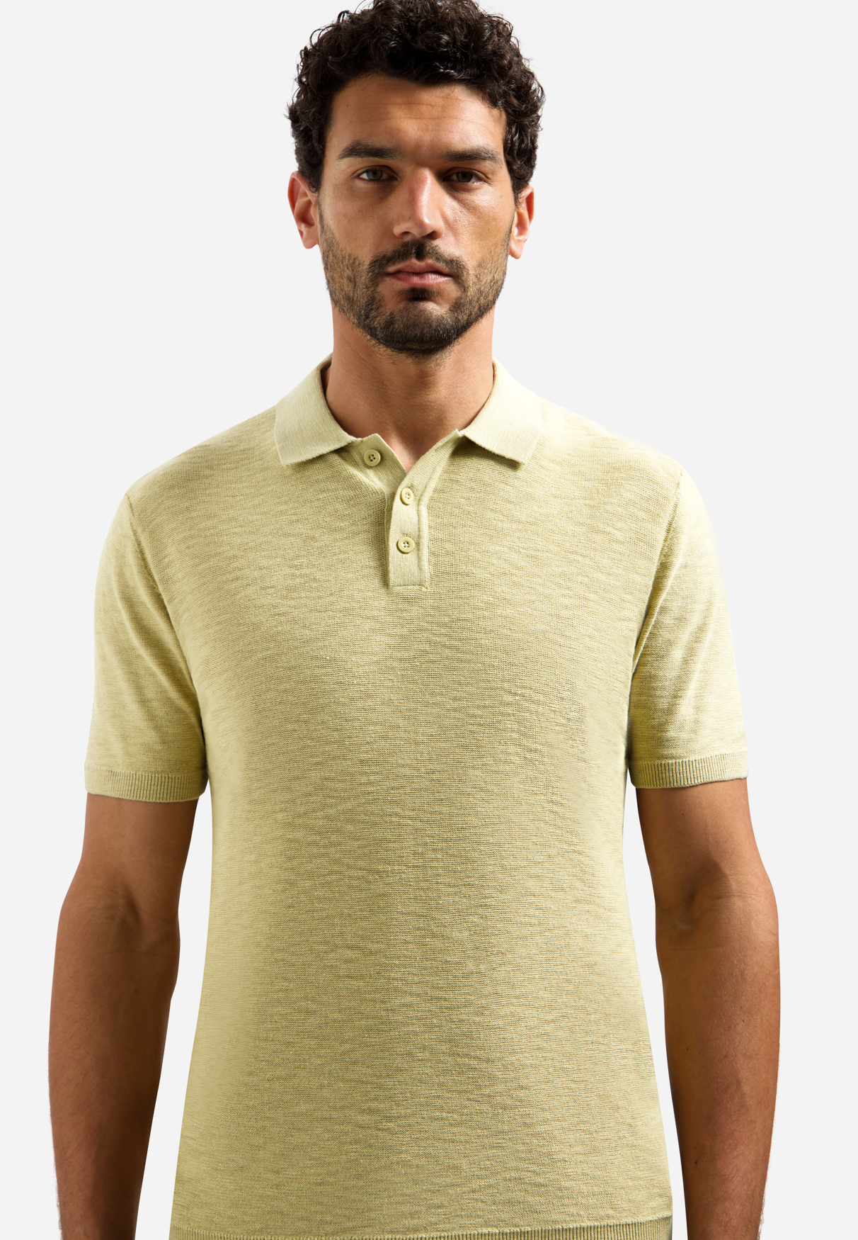 NO EXCESS Gebreid Heren Poloshirt Lichtgroen - Afbeelding 3