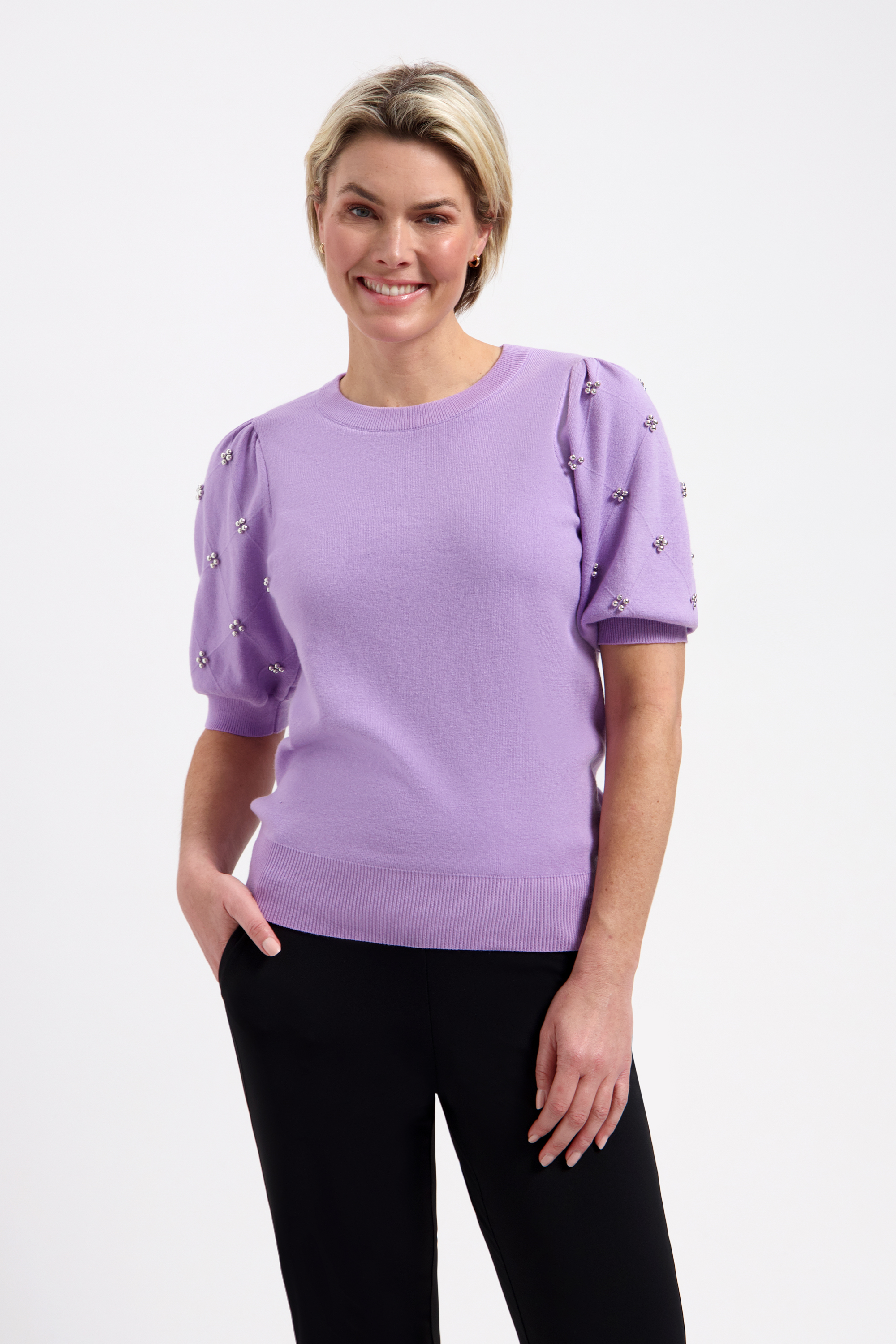 LADY DAY Dames Trui Korte Mouwen Jolie Soft Violet