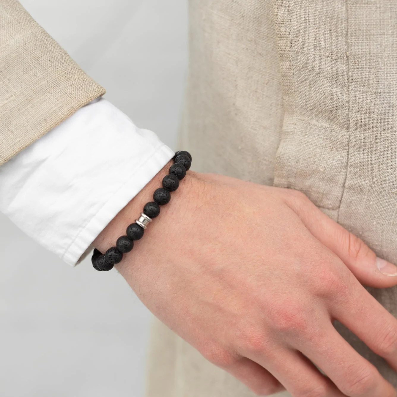Steel&Barnett Herenarmband Stones Basic Lava - Afbeelding 2