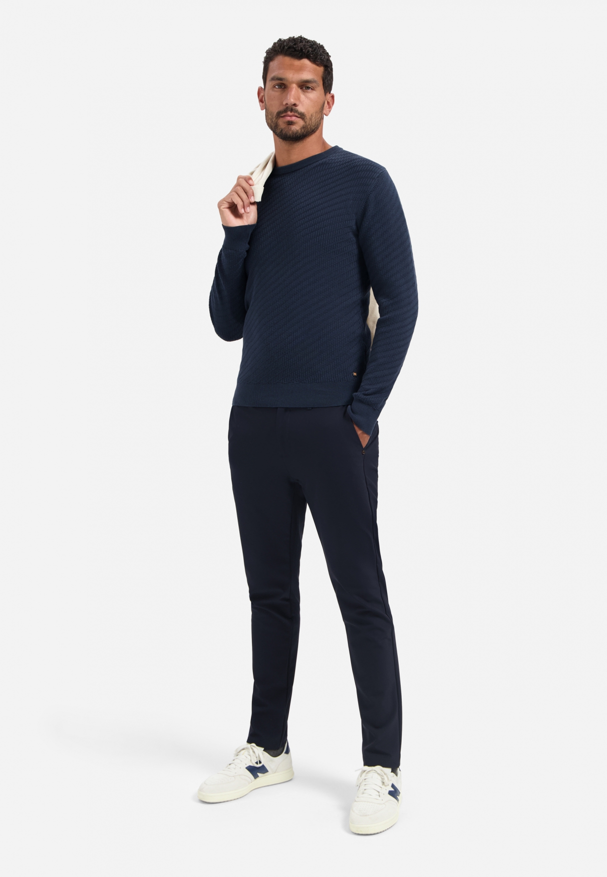 NO EXCESS Heren Trui Diagonaal Gebreid Donkerblauw - Afbeelding 3