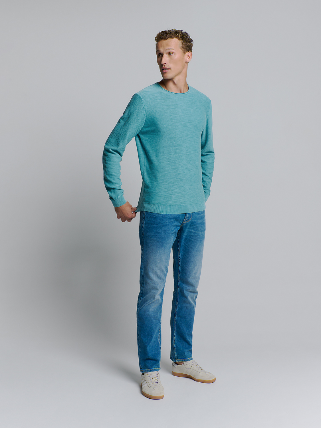 NO EXCESS Herentrui Fijngebreid Seablue - Afbeelding 3