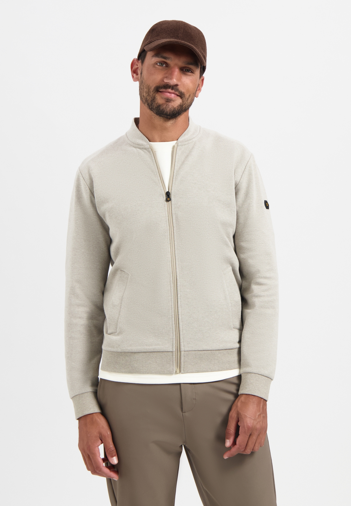 NO EXCESS Heren Sweatvest Met Rits Zandkleur 