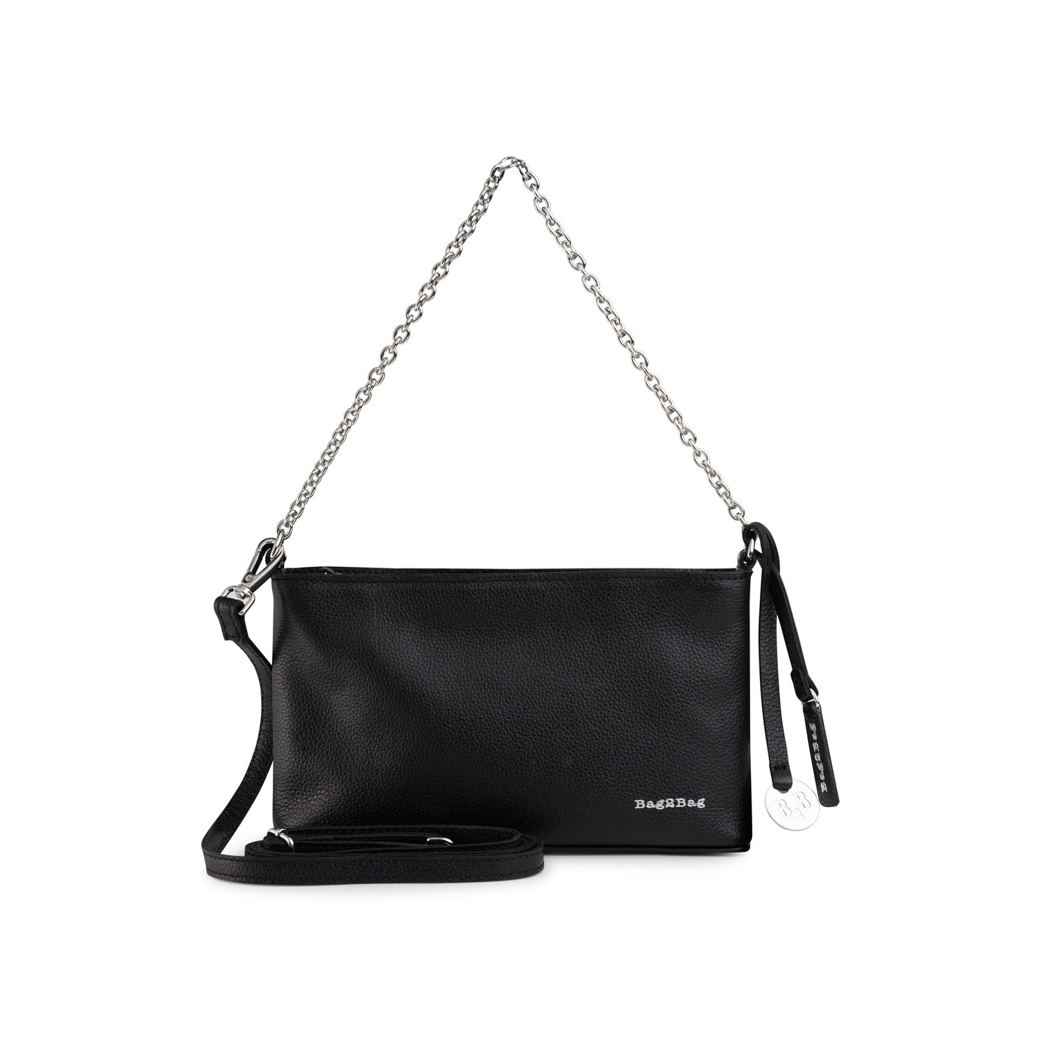 BAG2BAG Tas Milan Exclusive Leer Zwart Zilver 
