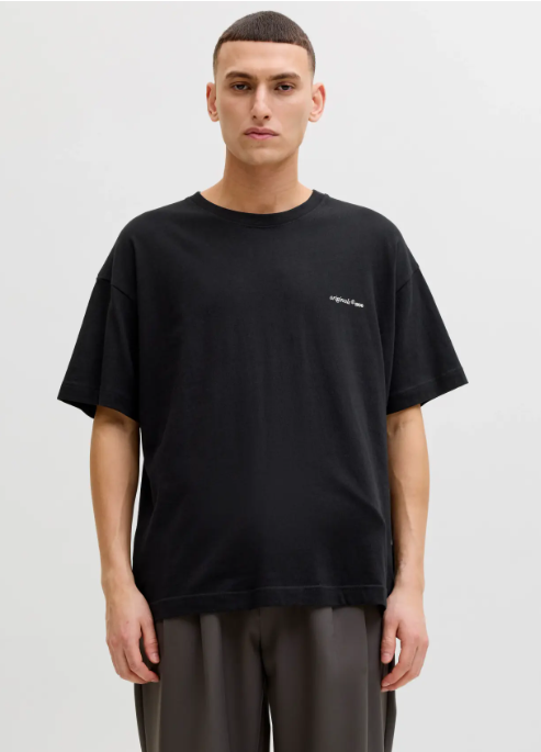 JACK & JONES Heren T-Shirt Montauk Met Rugprint Zwart 