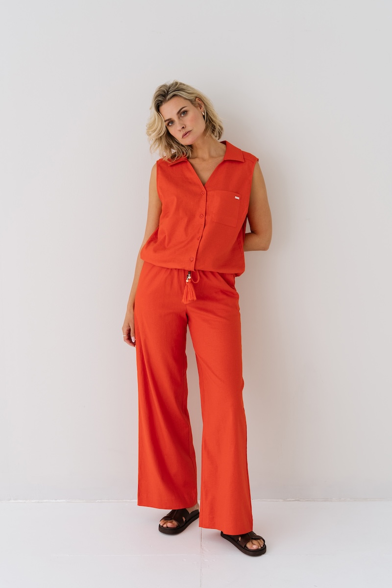 PURE BY ZIZO Dames Broek Dewie Coral Rood  - Afbeelding 1