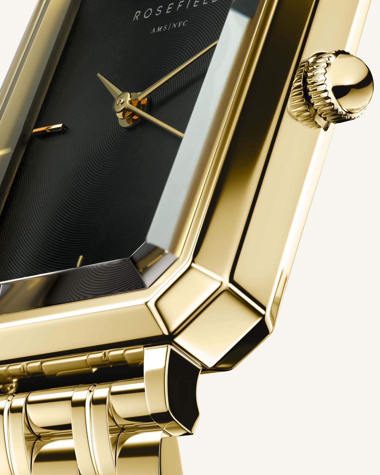 ROSEFIELD Dames Horloge The Octagon Goud-Zwart  - Afbeelding 3