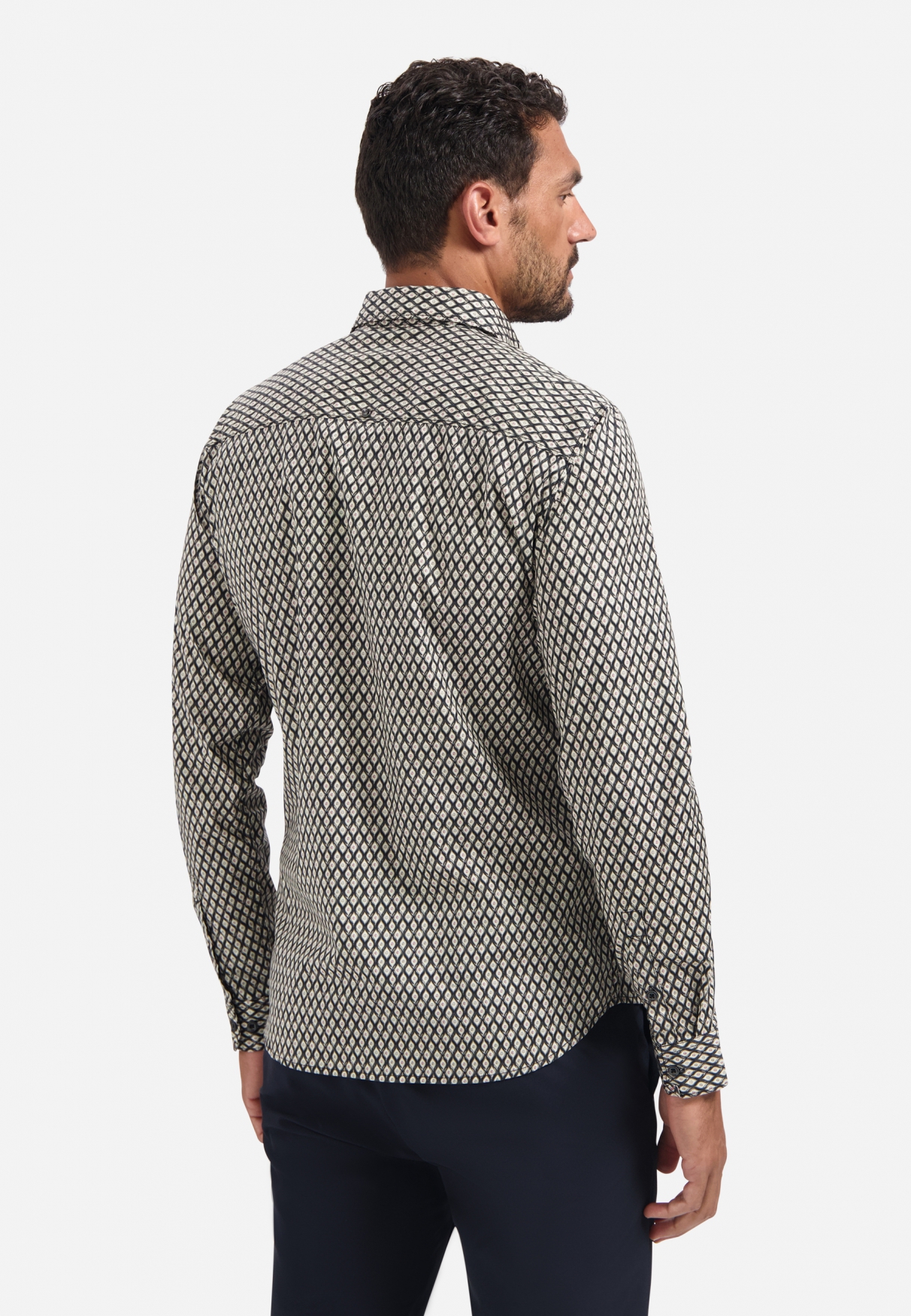 NO EXCESS Heren Stretch Overhemd Bedrukt Zwart - Afbeelding 2