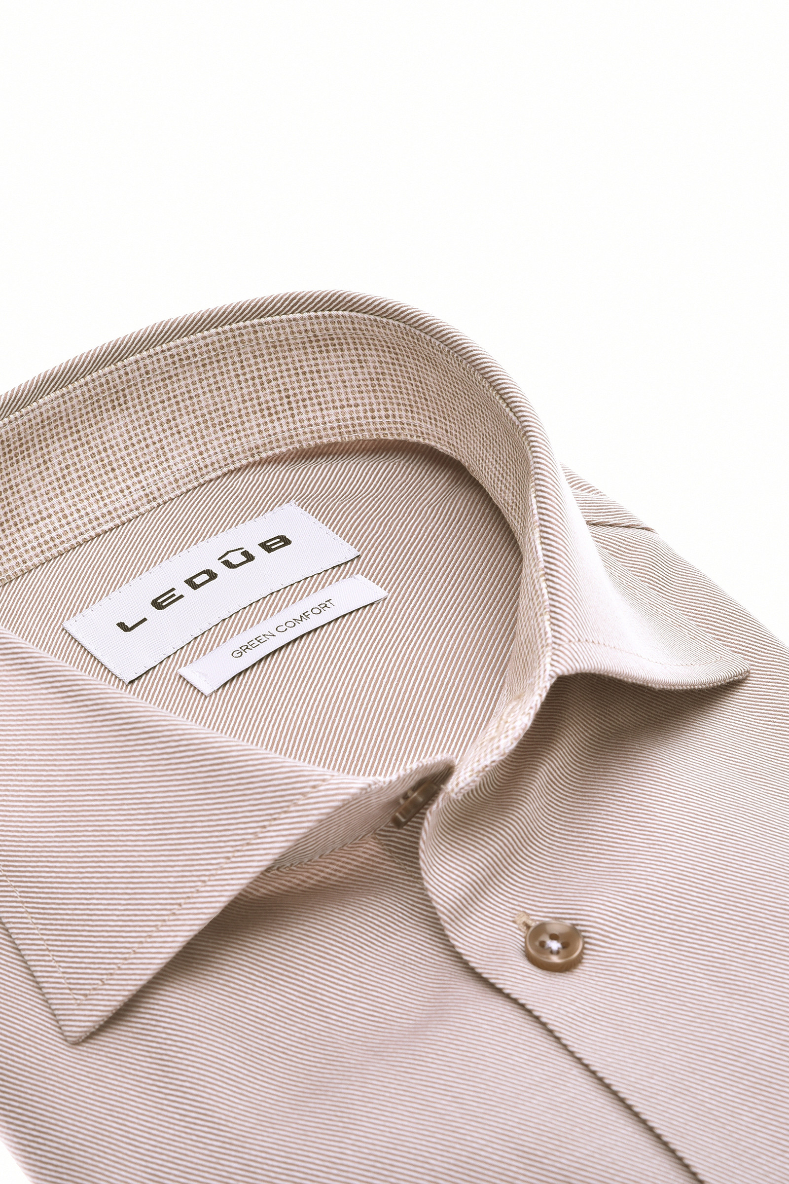 LEDUB Heren Overhemd Zandkleur Modern Fit  - Afbeelding 2