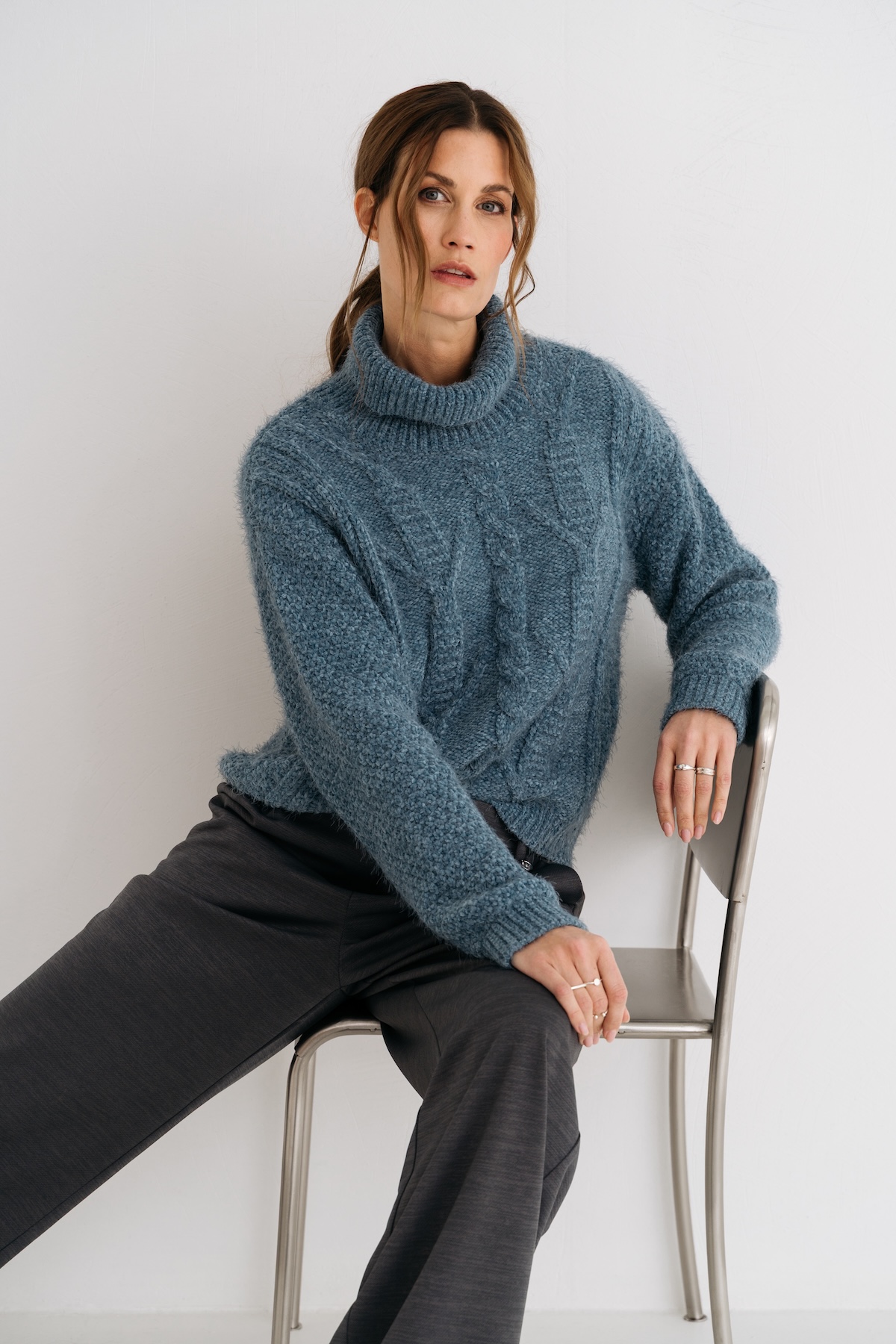 MAICAZZ Gebreide Dames Trui Resah Retro Blauw