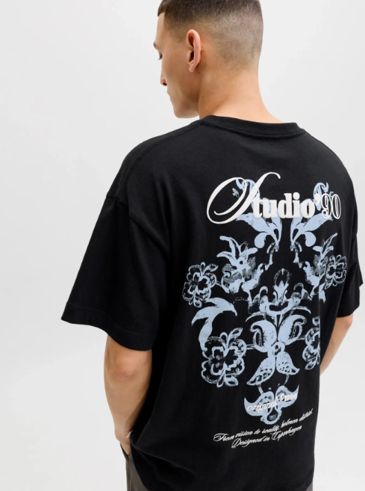 JACK & JONES Heren T-Shirt Montauk Met Rugprint Zwart  - Afbeelding 3
