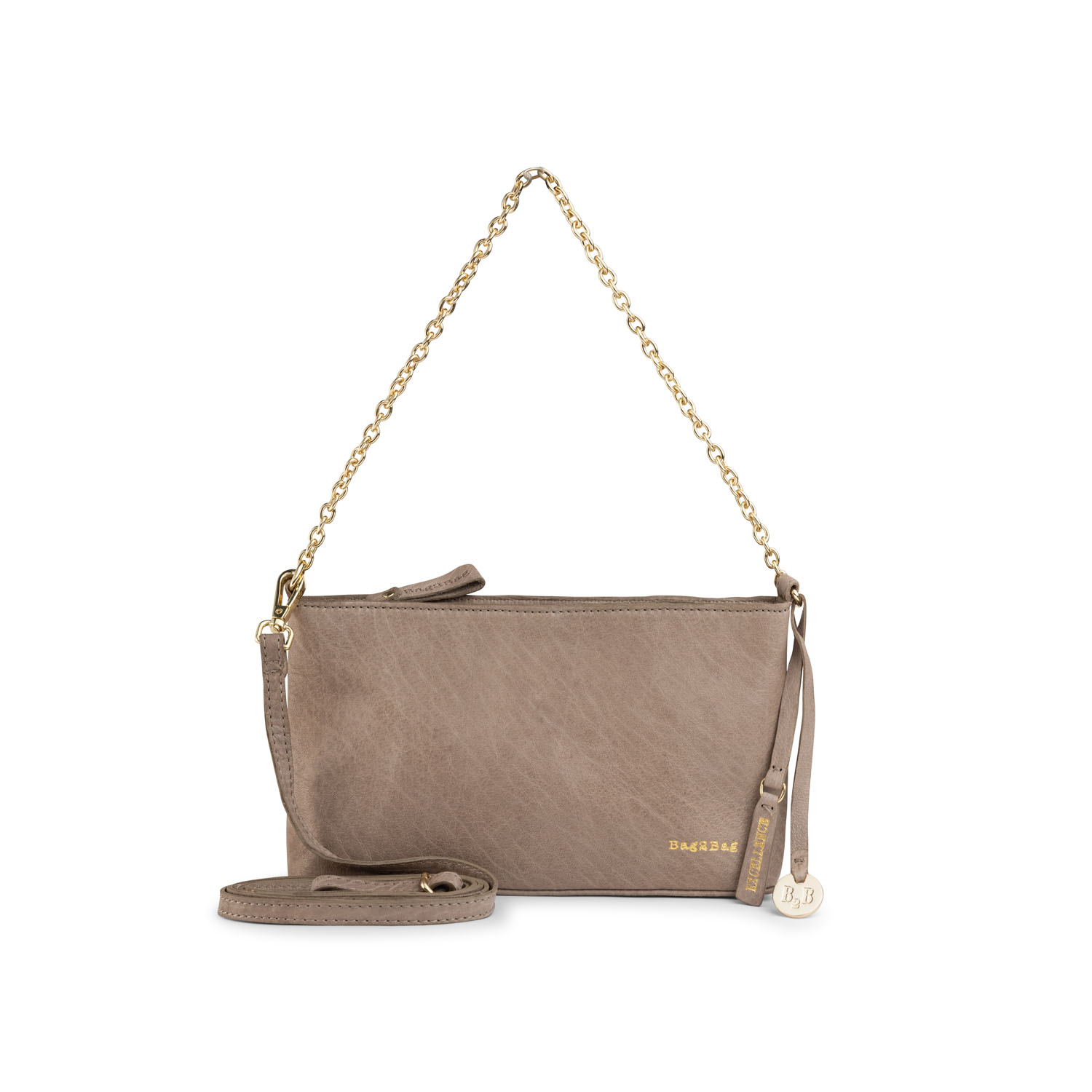BAG2BAG Tas Milan Exclusive Leer Grey Taupe Goud 
