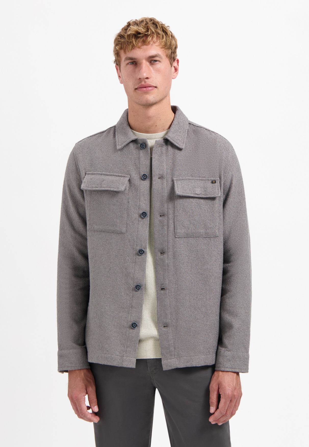NO EXCESS Heren Overshirt Met Knoopsluiting Grijs 
