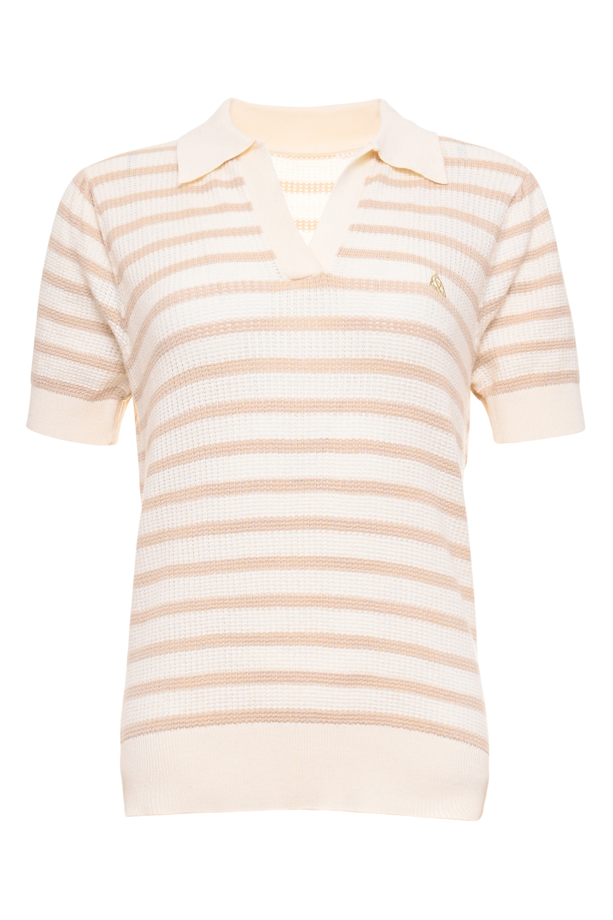 MAICAZZ Dames Polo Super Offwhite-Zand Gestreept - Afbeelding 2