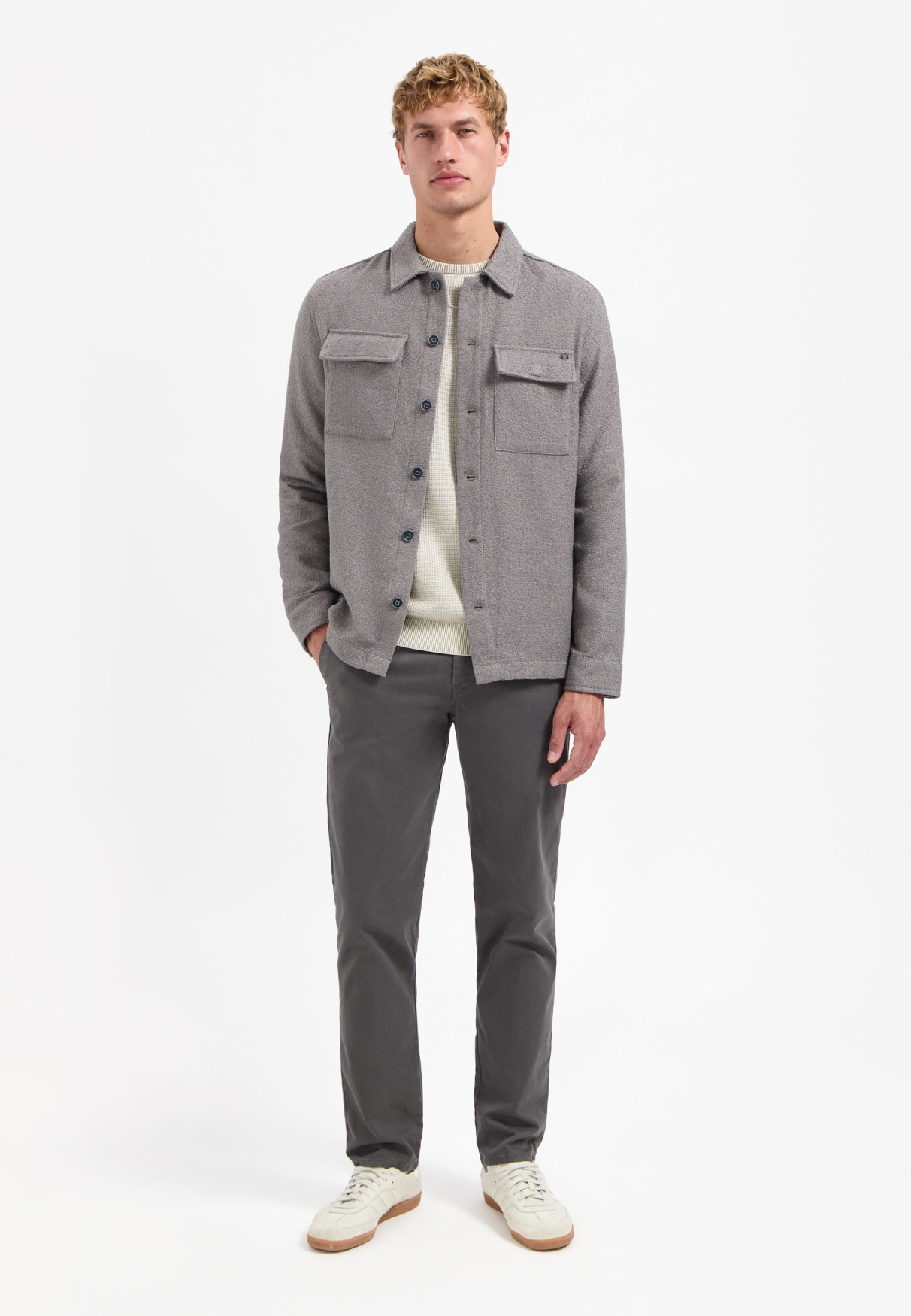 NO EXCESS Heren Overshirt Met Knoopsluiting Grijs  - Afbeelding 3