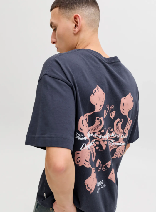JACK & JONES Heren T-Shirt Montauk Met Rugprint Donkergrijs  - Afbeelding 3