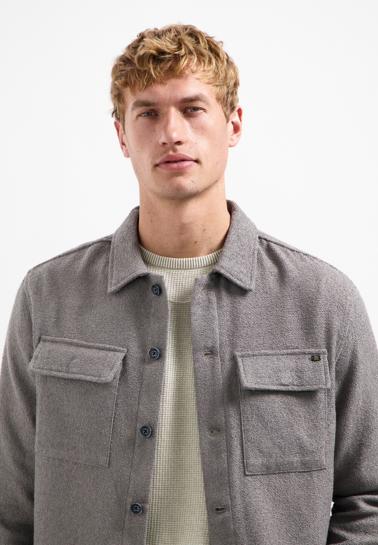 NO EXCESS Heren Overshirt Met Knoopsluiting Grijs  - Afbeelding 4