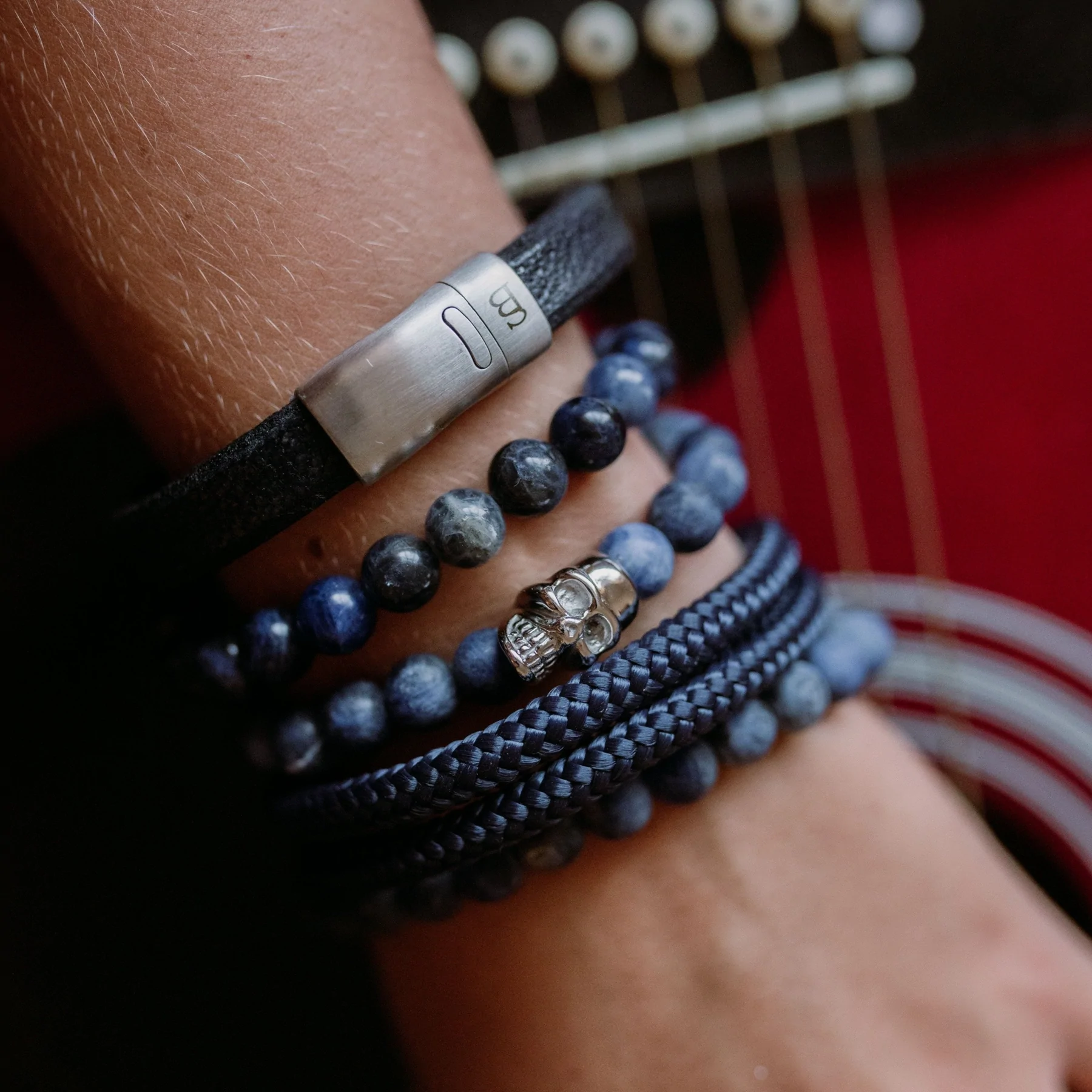 Steel&Barnett Herenarmband Stones Basic Navy  - Afbeelding 2
