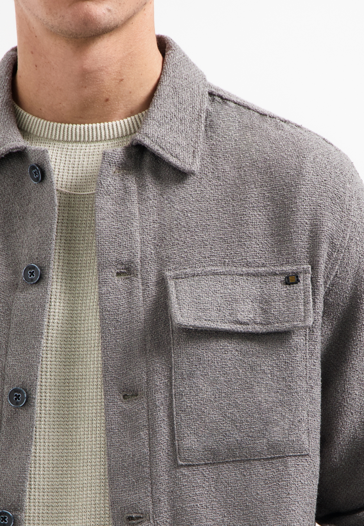 NO EXCESS Heren Overshirt Met Knoopsluiting Grijs  - Afbeelding 5