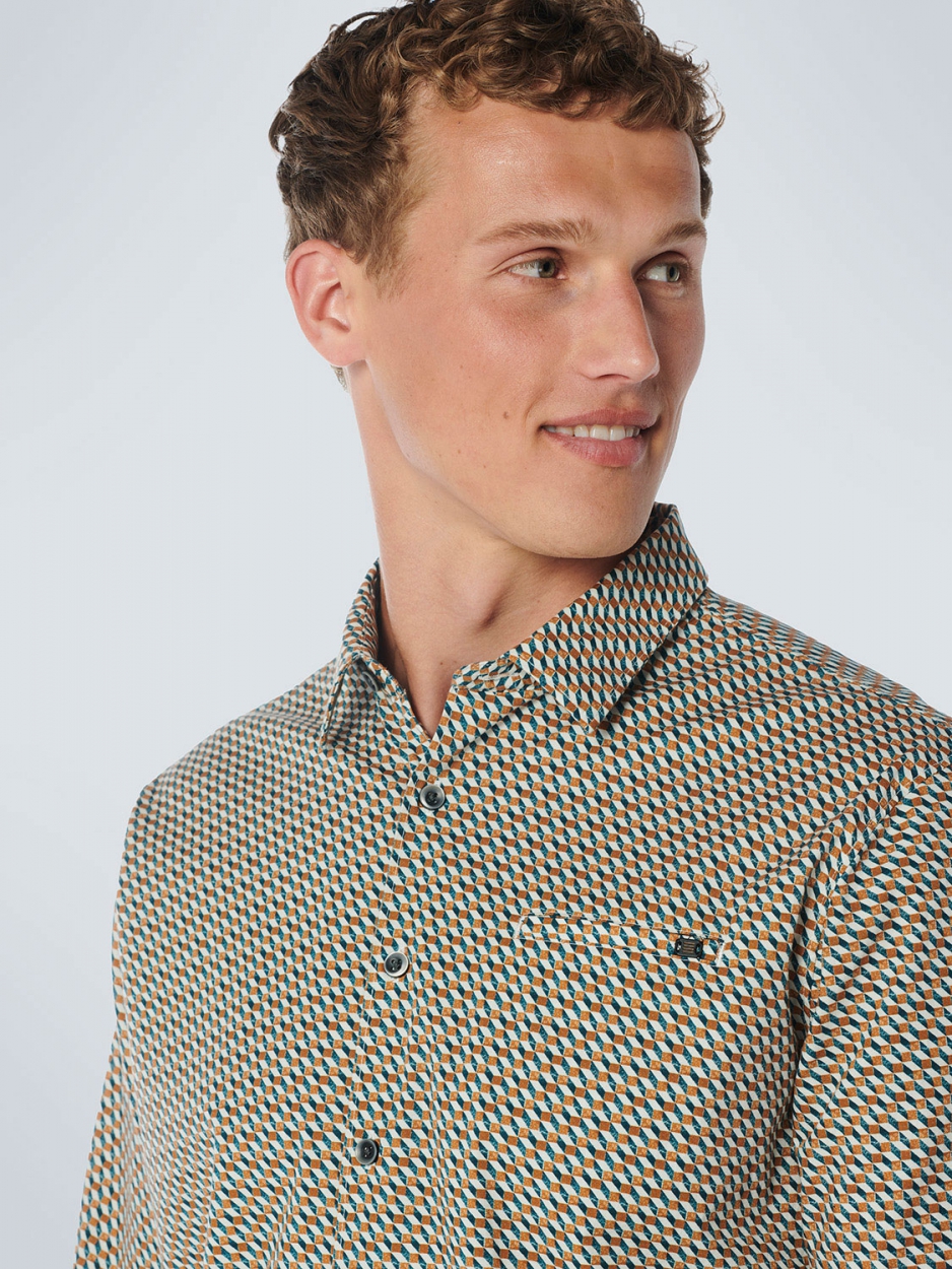 NO EXCESS Overhemd Stretch Allover Print Ocean Blauw  - Afbeelding 4