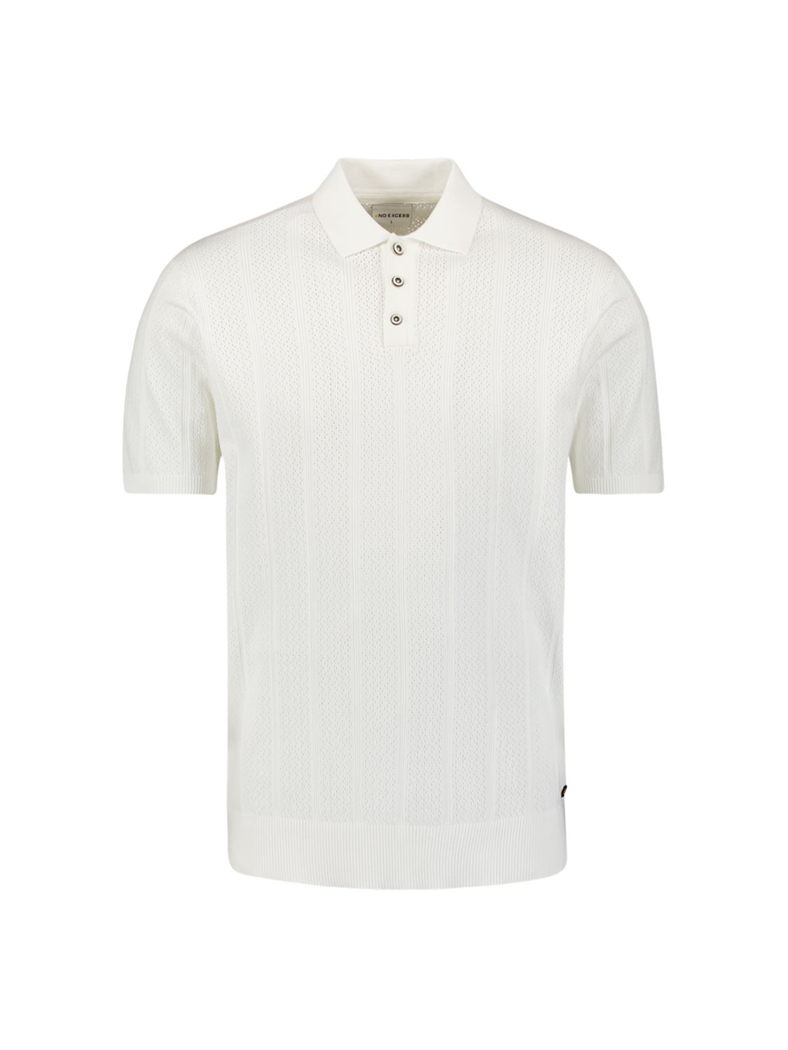 NO EXCESS Heren Poloshirt Fijngebreid Offwhite  - Afbeelding 4