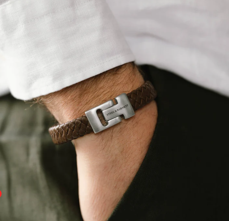STEEL&BARNETT Herenarmband Harrison Leer Bruin  - Afbeelding 2