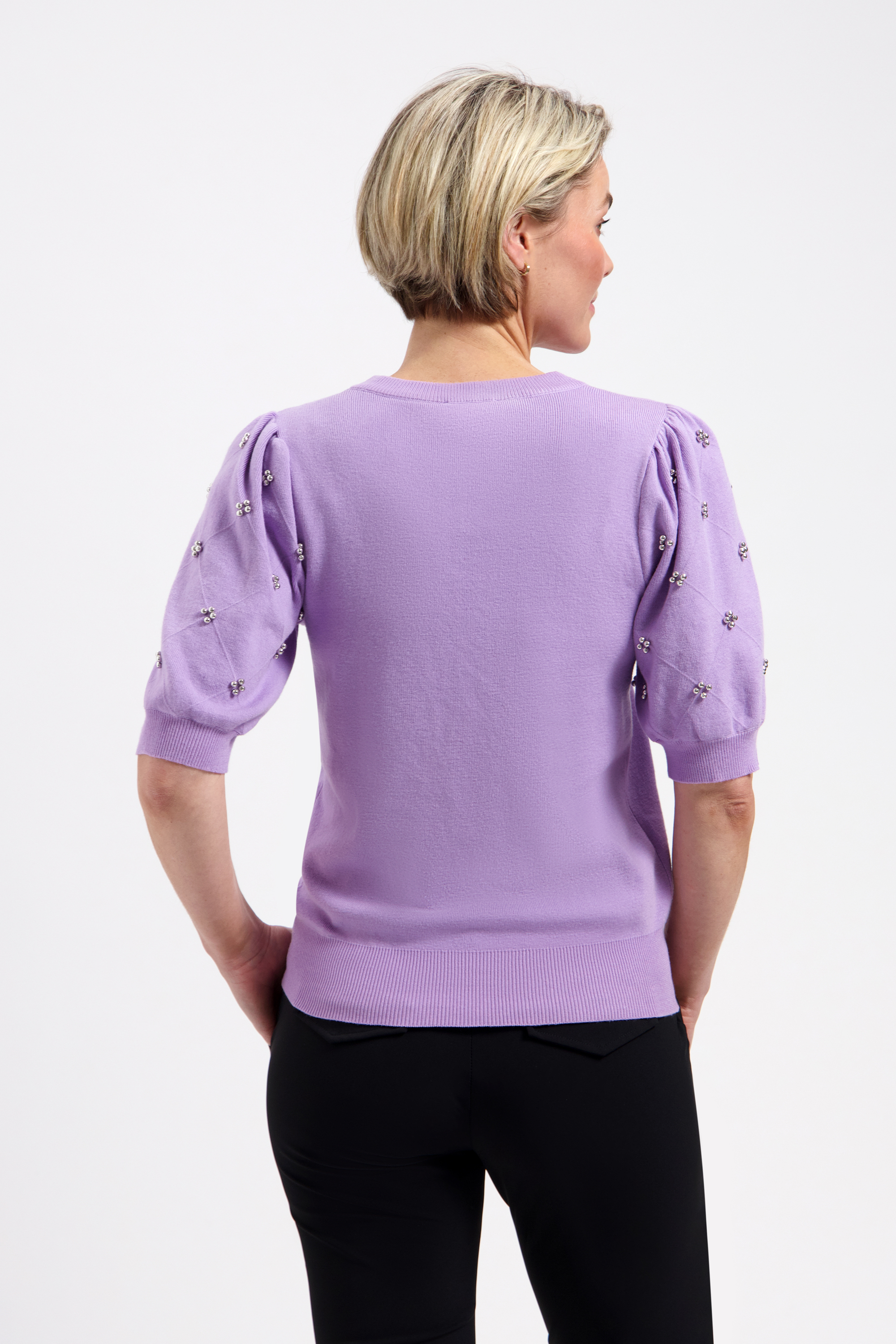 LADY DAY Dames Trui Korte Mouwen Jolie Soft Violet - Afbeelding 2