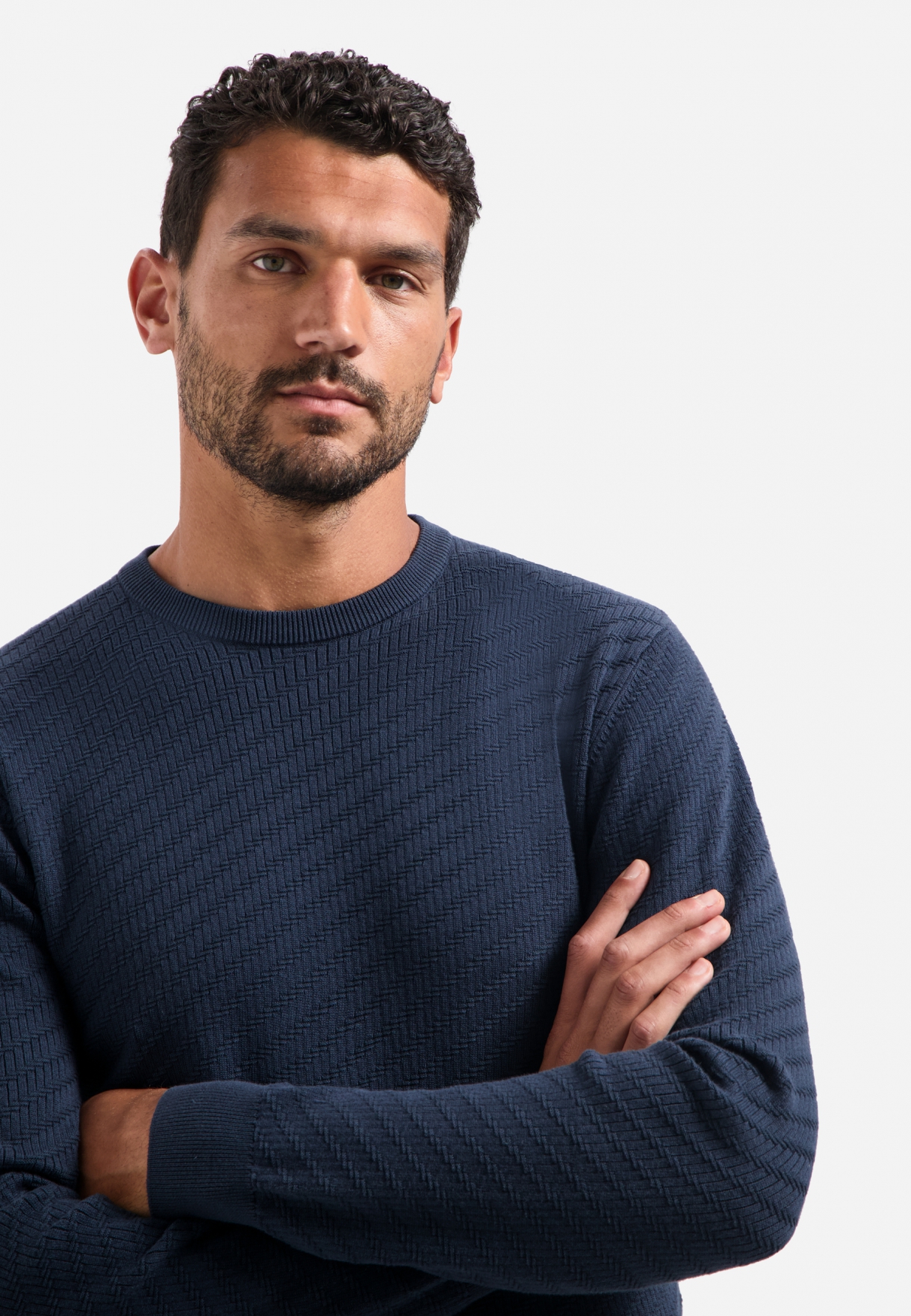 NO EXCESS Heren Trui Diagonaal Gebreid Donkerblauw - Afbeelding 4