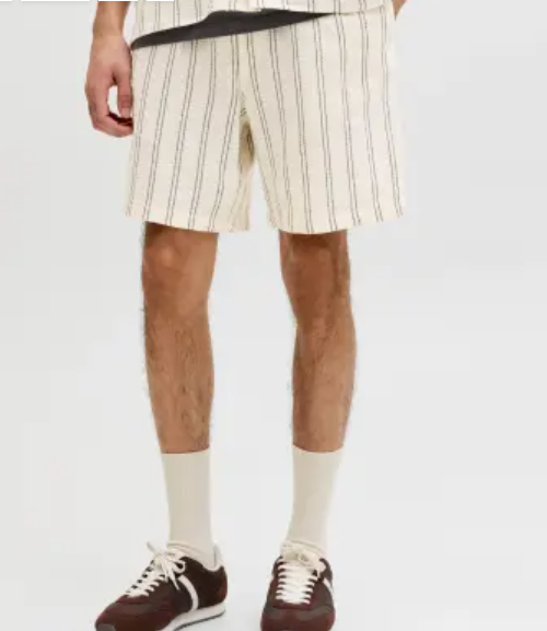 JACK & JONES korte broek coba stripe  Antique White Stripes 