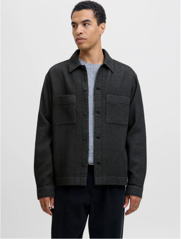 JACK&JONES Heren Overshirt Wafel Zwart  - Afbeelding 3