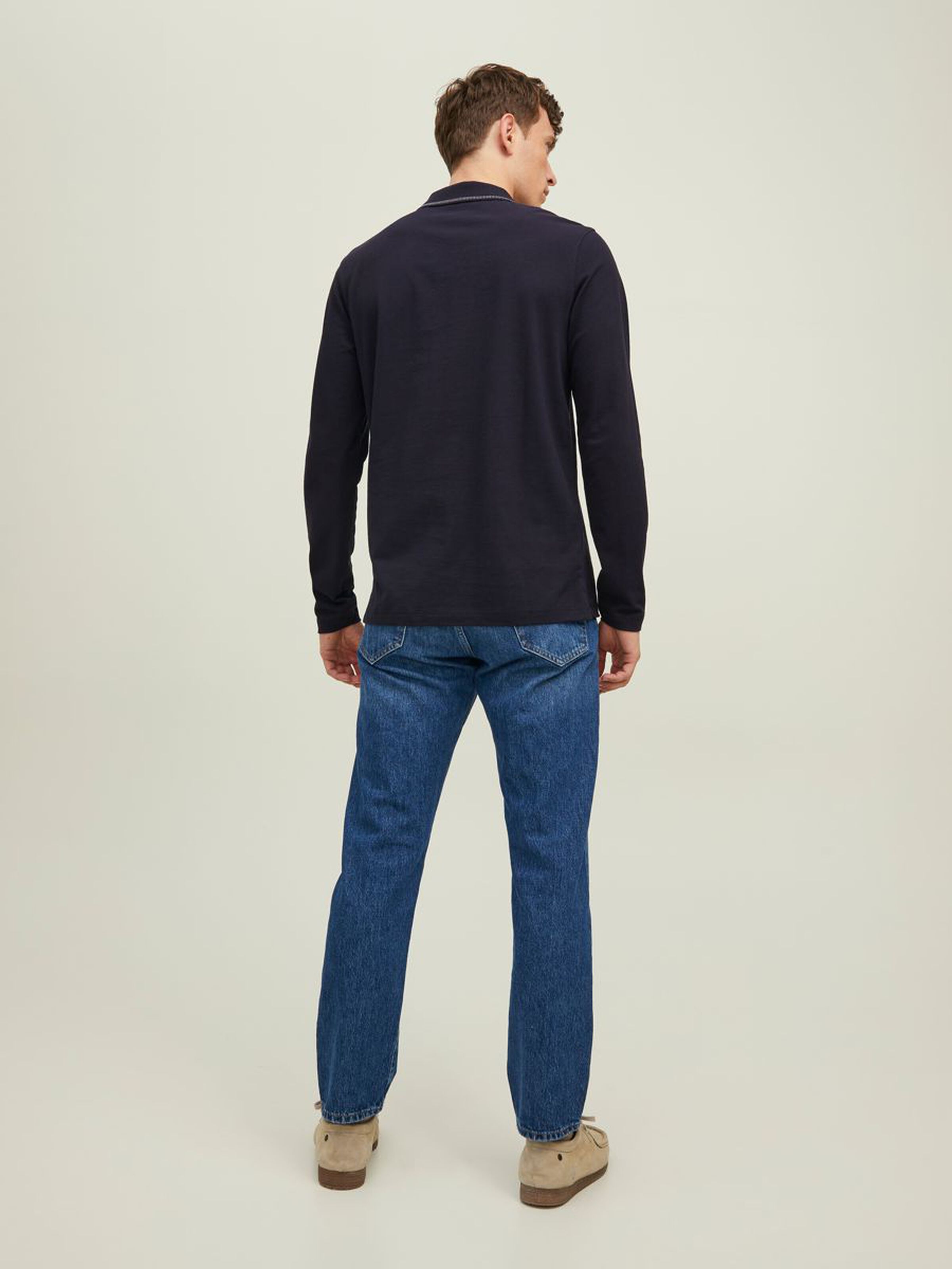 JACK&JONES Heren Poloshirt Met Lange Mouw Donkerblauw  - Afbeelding 2