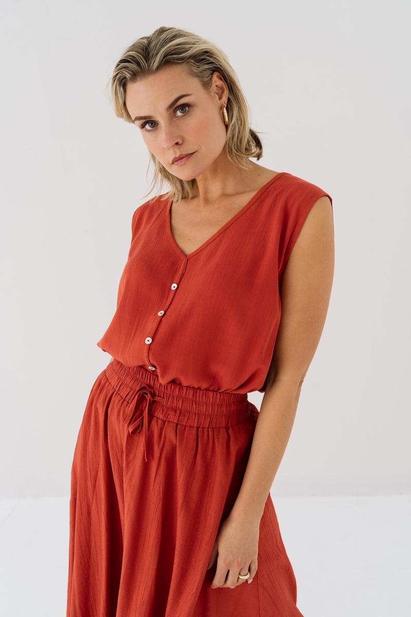 MAICAZZ Dames Blouse Nelvanie Light Clay Oranje 