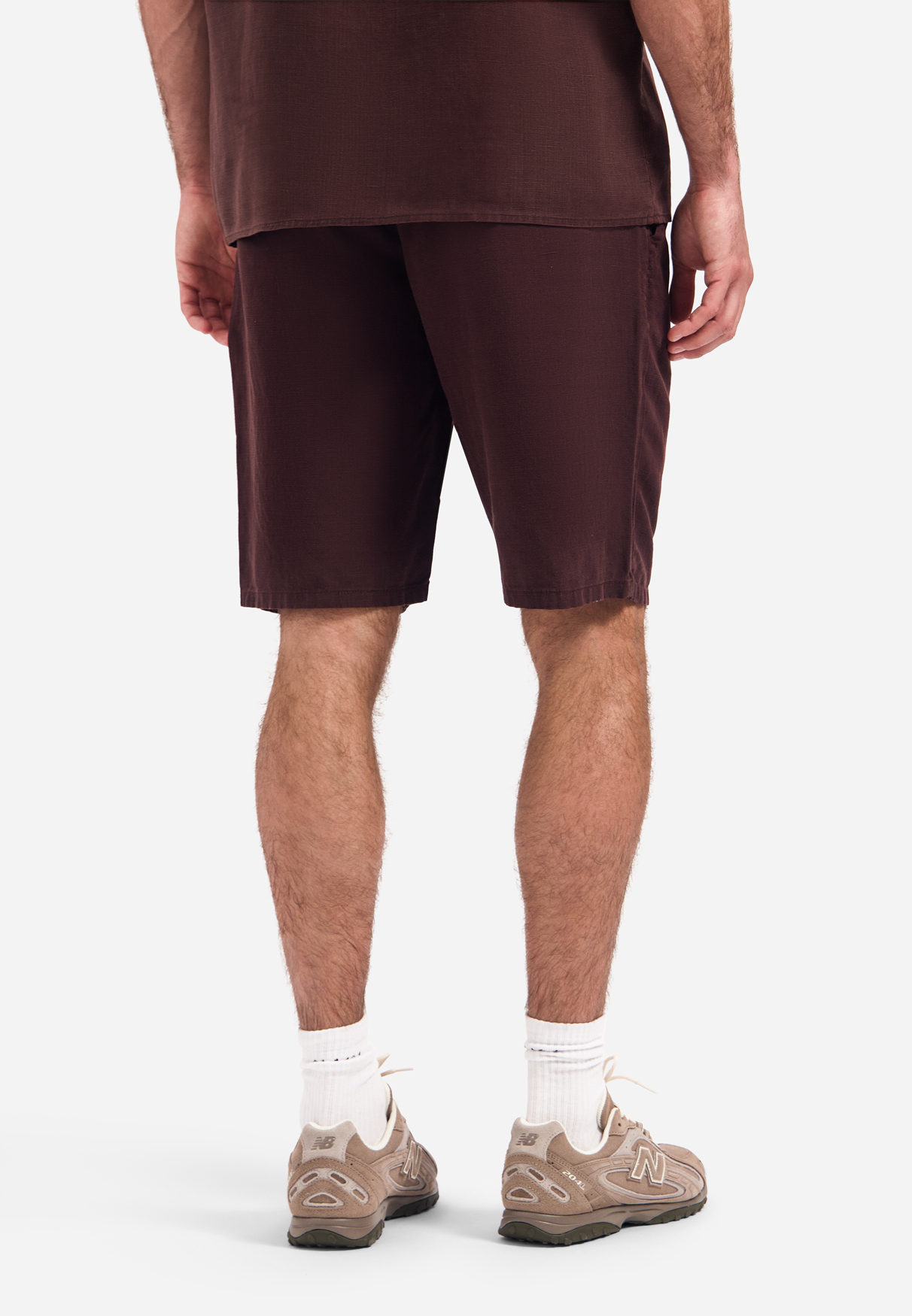 NO EXCESS Heren Chino Korte Broek Met Linnen Donkerbruin  - Afbeelding 2