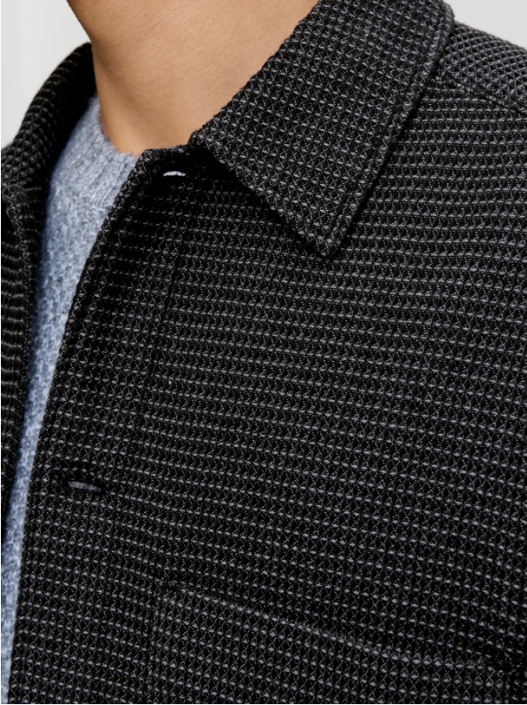 JACK&JONES Heren Overshirt Wafel Zwart  - Afbeelding 4