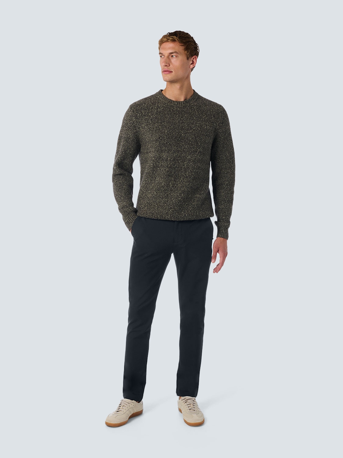 NO EXCESS Stretch Chino Heren Broek Sedoc Night Blauw Lengte 34 - Afbeelding 2