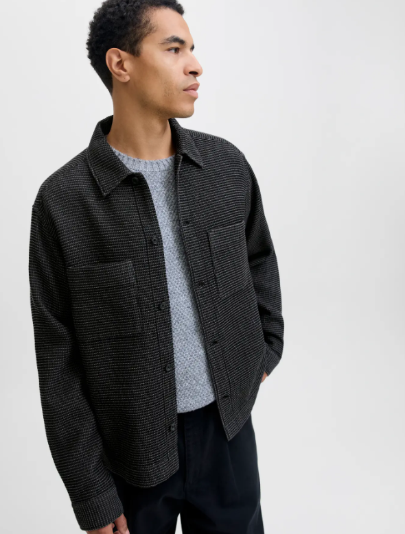 JACK&JONES Heren Overshirt Wafel Zwart  - Afbeelding 5