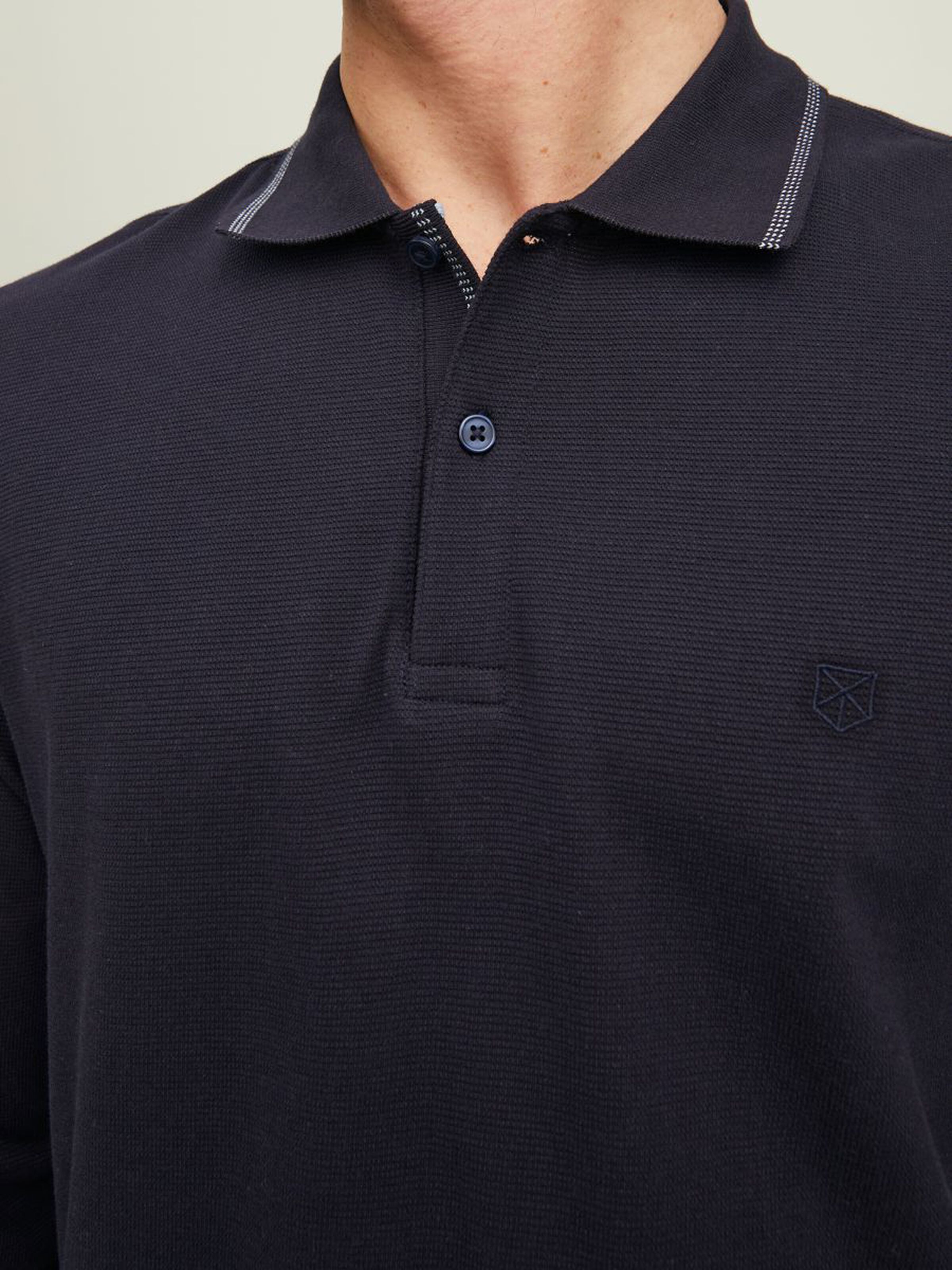 JACK&JONES Heren Poloshirt Met Lange Mouw Donkerblauw  - Afbeelding 4