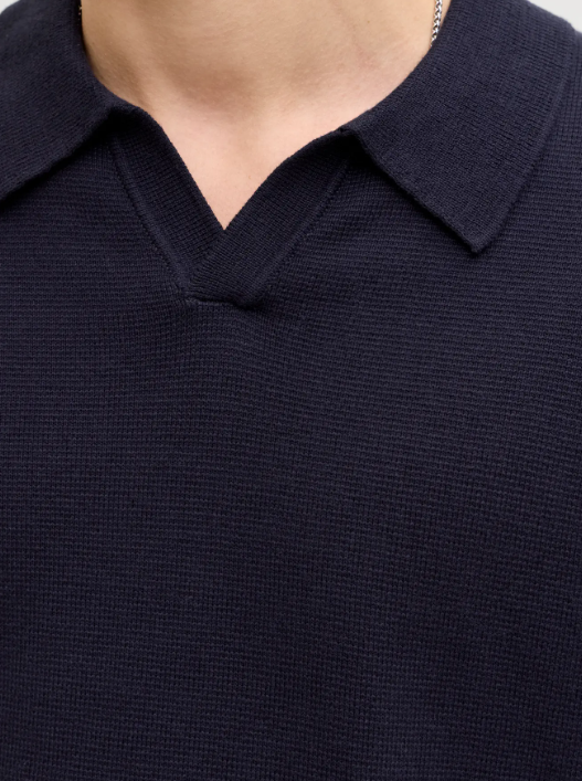 JACK & JONES Gebreid Heren Poloshirt Milano Donkerblauw  - Afbeelding 5