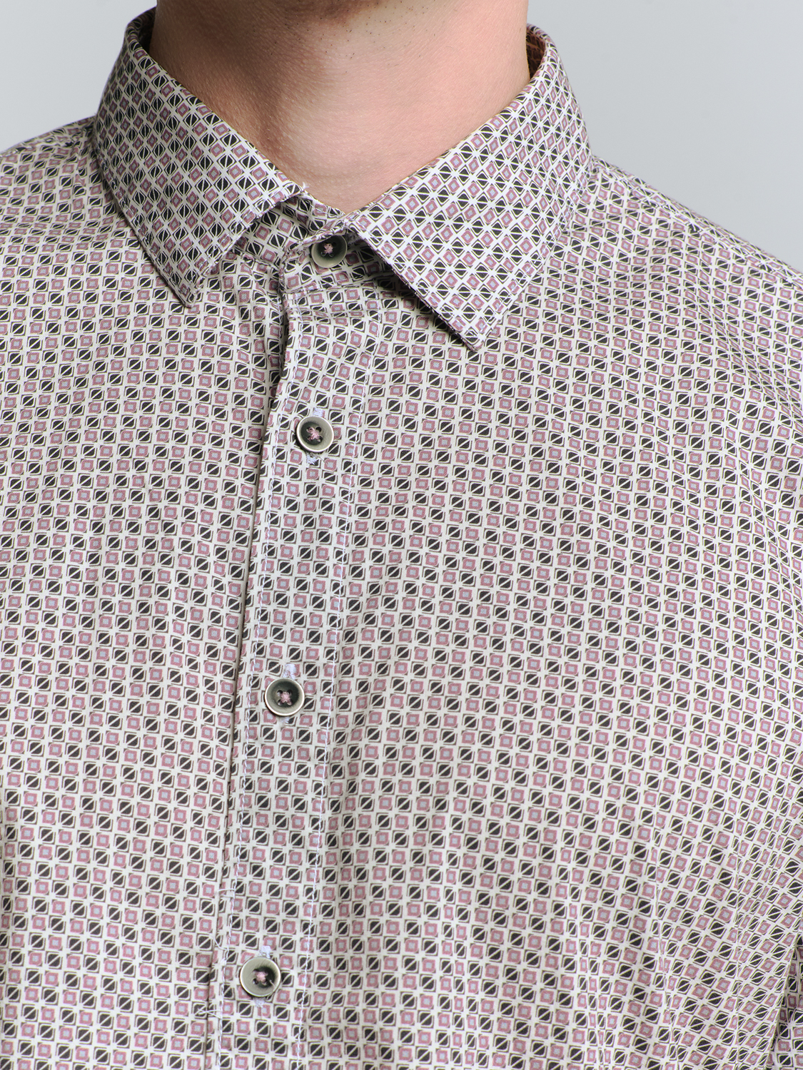 NO EXCESS Overhemd Stretch Allover Print Mauve  - Afbeelding 3
