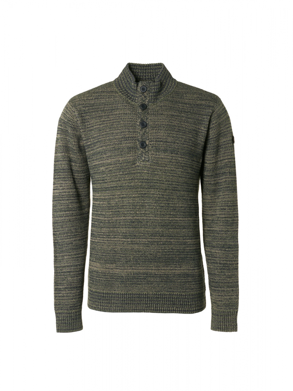 NO EXCESS Gebreide Trui Met Knopen Dark Green 