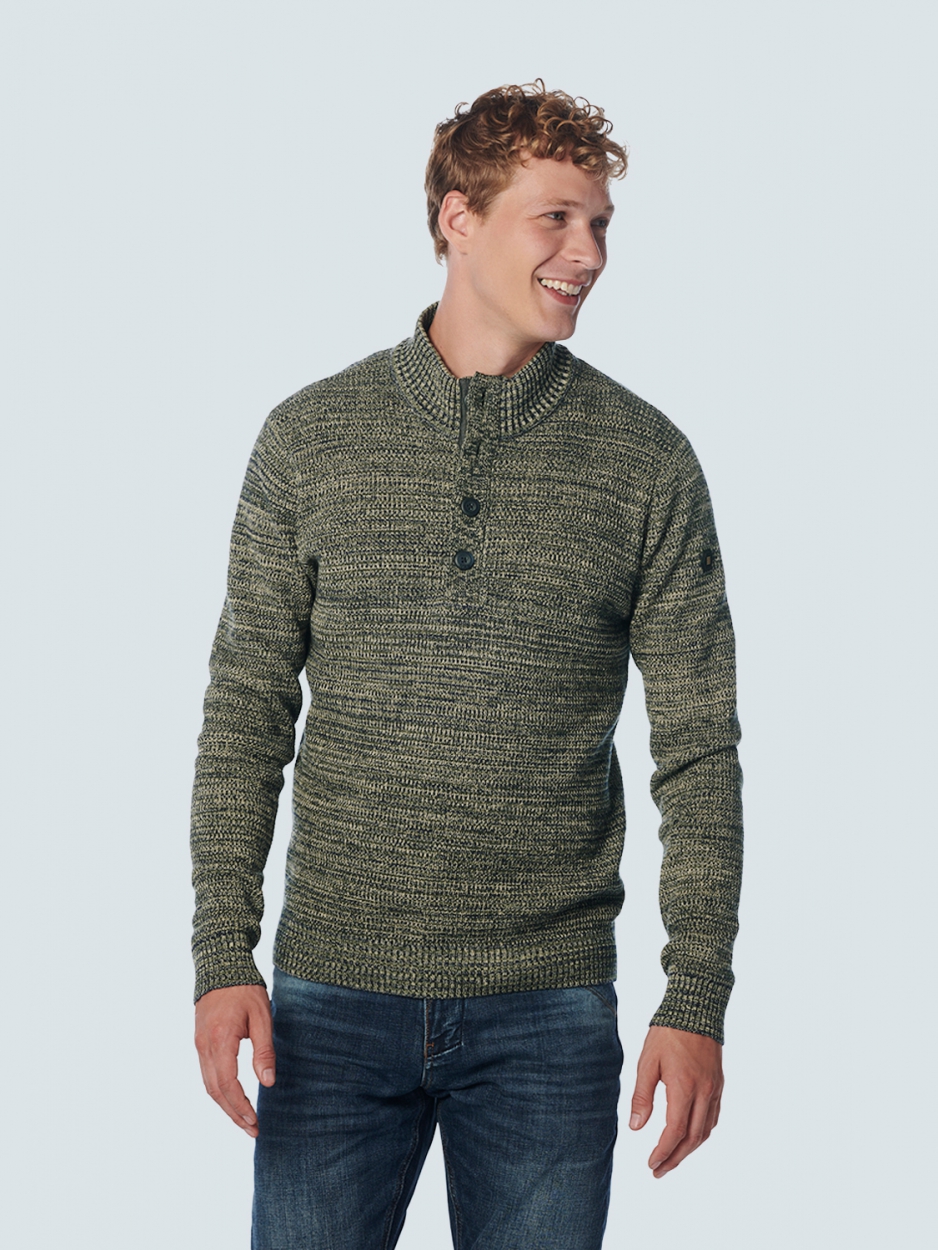 NO EXCESS Gebreide Trui Met Knopen Dark Green  - Afbeelding 2