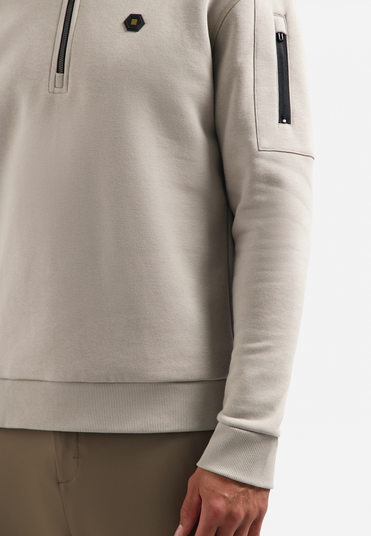 NO EXCESS Heren Sweater Met Rits Grijs-Bruin - Afbeelding 4