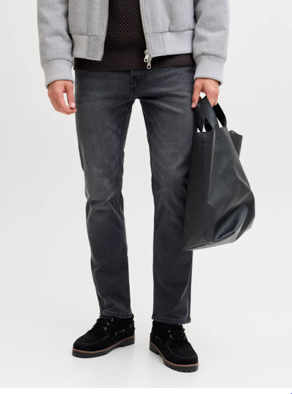 JACK&JONES Heren Spijkerbroek Tim Slim Straight Black Denim