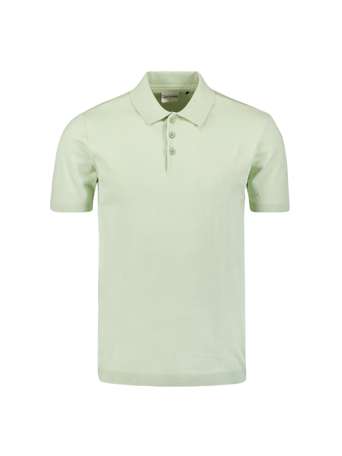 NO EXCESS Heren Poloshirt Fijngebreid Mint Groen 