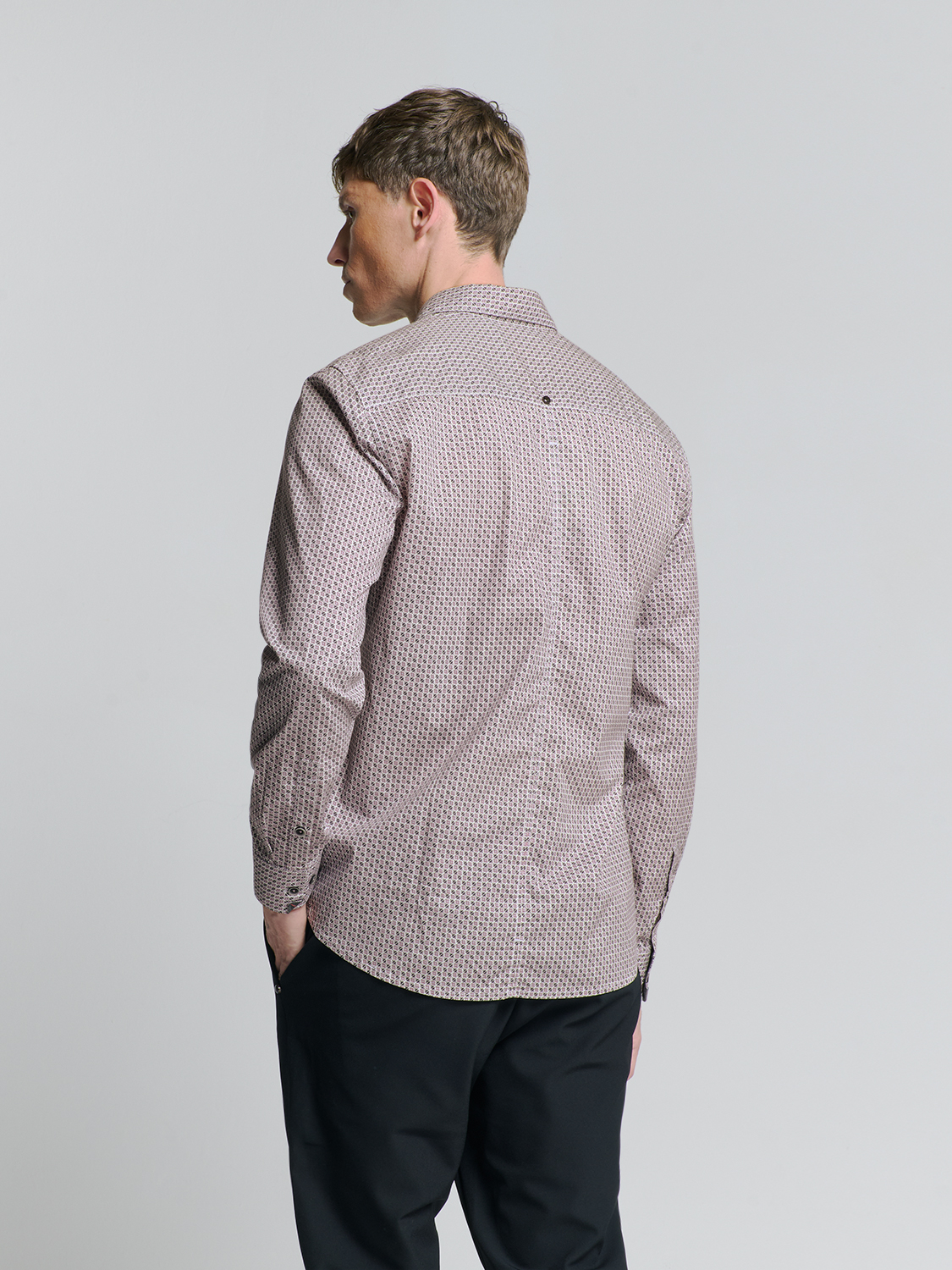 NO EXCESS Overhemd Stretch Allover Print Mauve  - Afbeelding 5