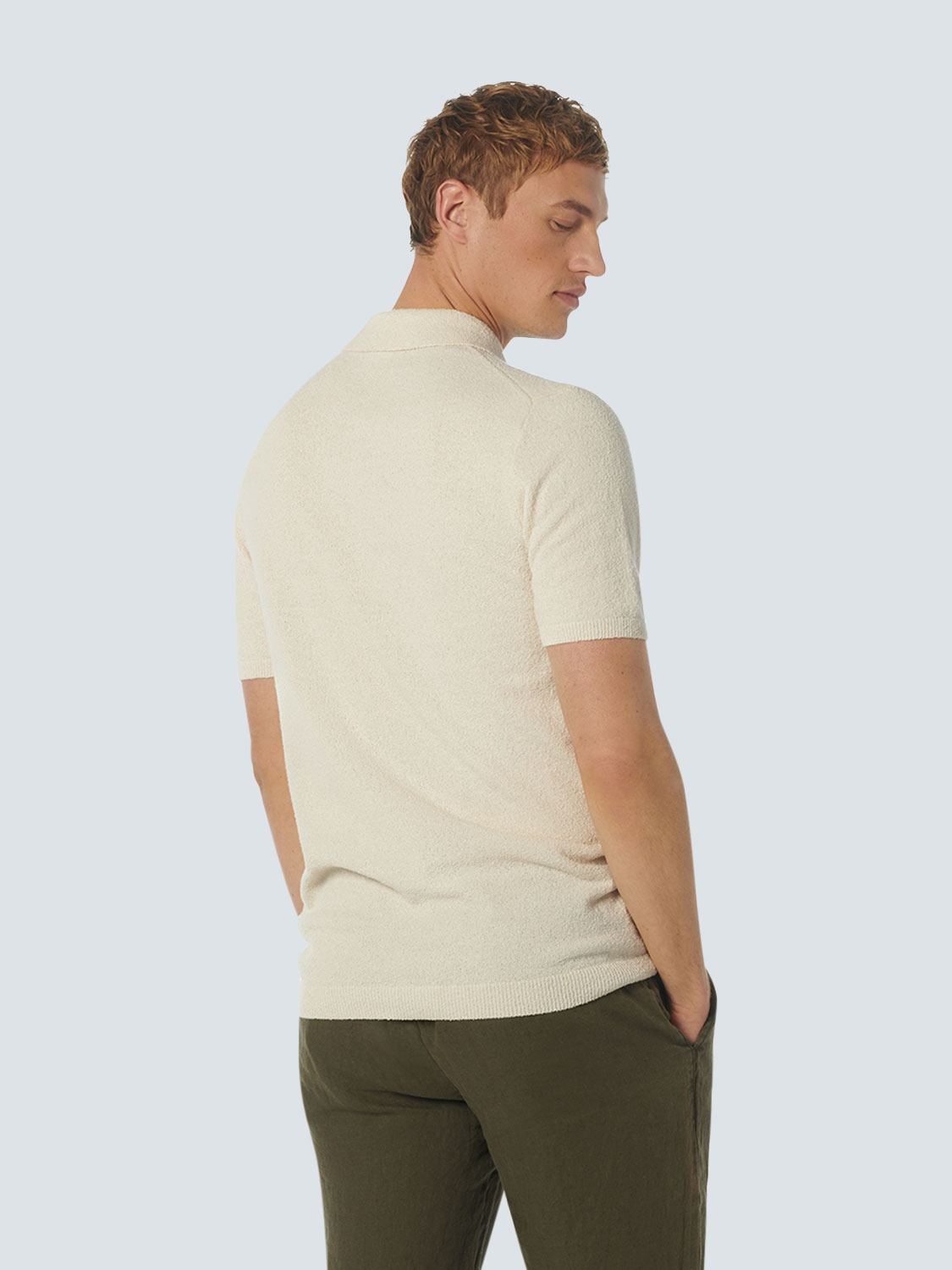 NO EXCESS Heren Poloshirt Fijngebreid Cream White  - Afbeelding 5