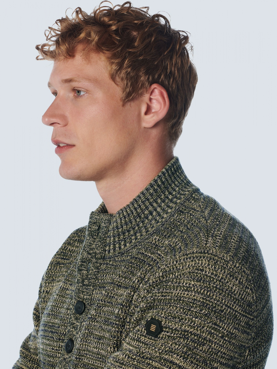 NO EXCESS Gebreide Trui Met Knopen Dark Green  - Afbeelding 4