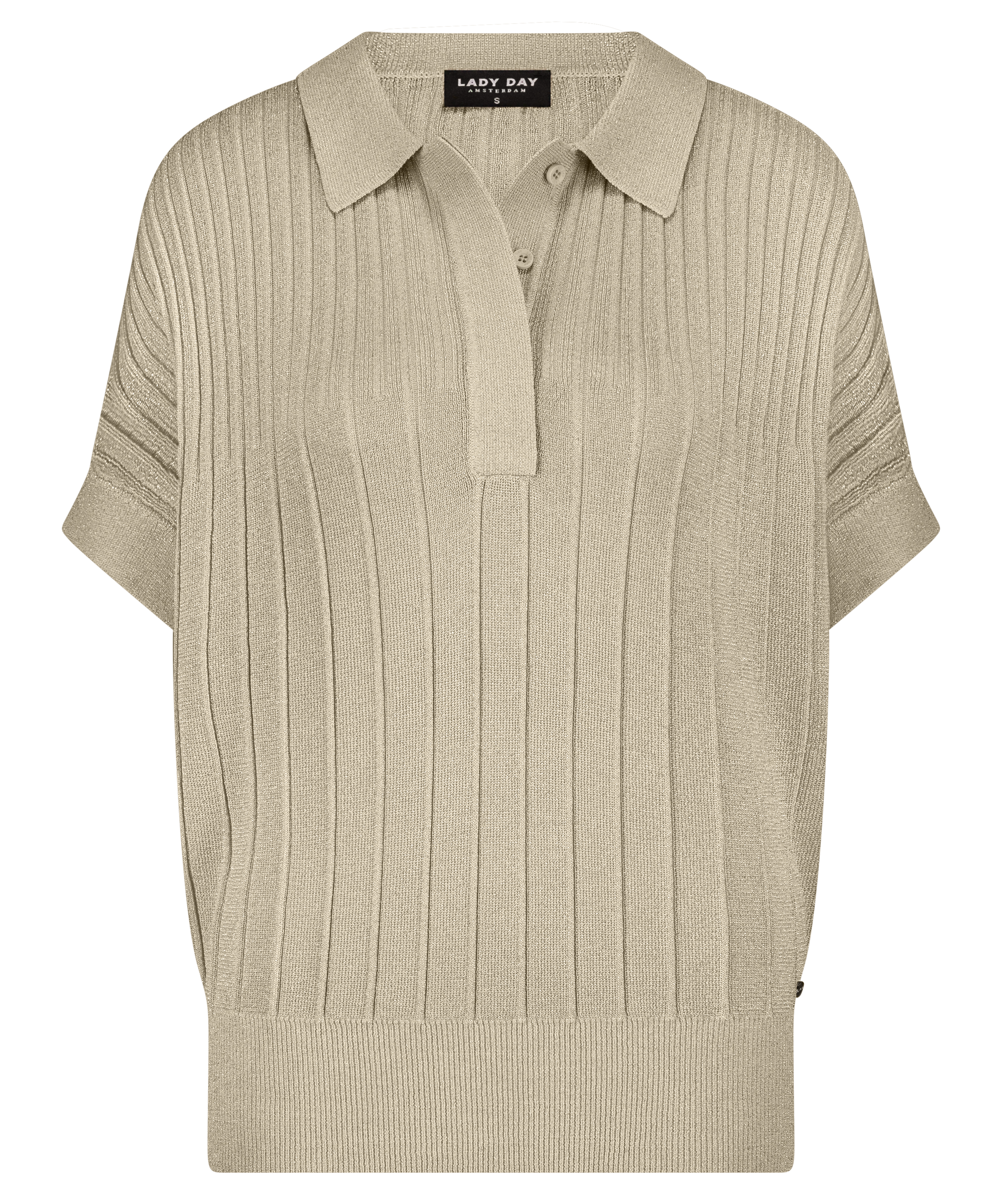 LADY DAY Gebreid Shirt Sand Goud Lurex 
