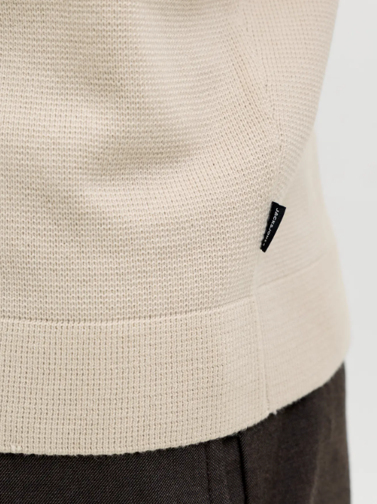 JACK & JONES Gebreid Heren Poloshirt Milano Zandkleur  - Afbeelding 4