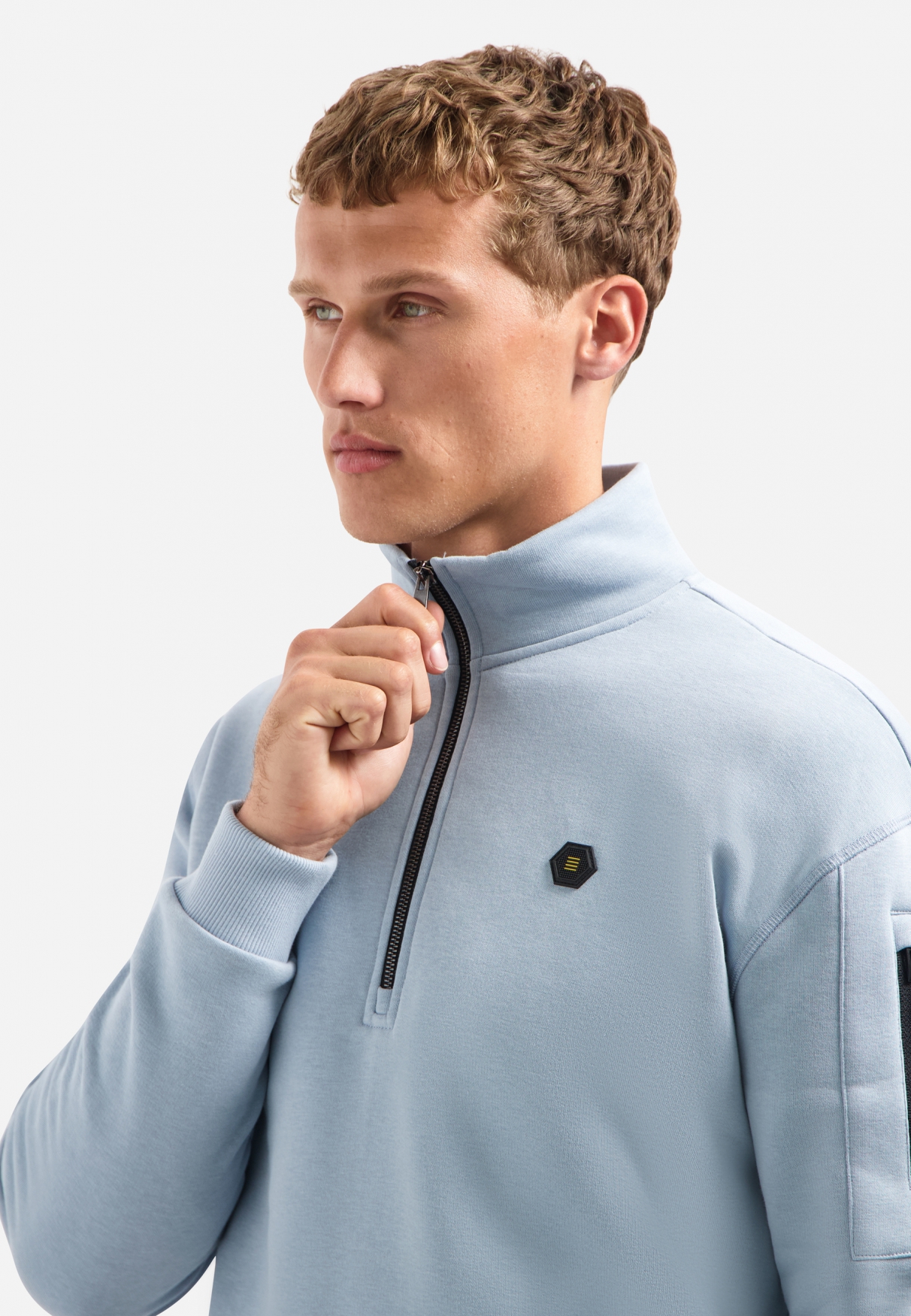 NO EXCESS Heren Sweater Met Rits Lichtblauw  - Afbeelding 4