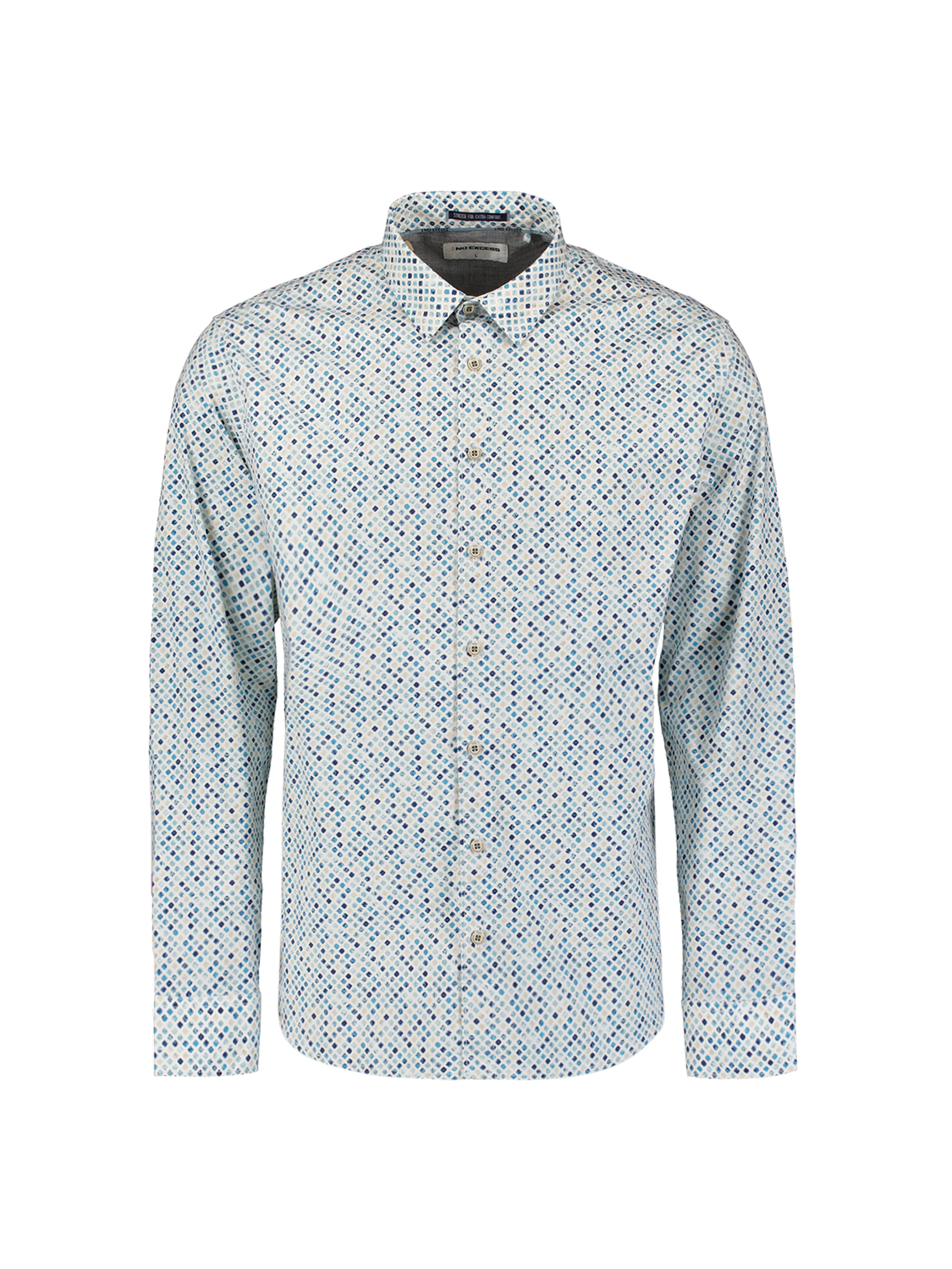 NO EXCESS Overhemd Allover Print Stretch Seablue  - Afbeelding 5